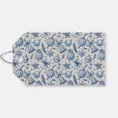 Aangepaste Monogram Blauw Toile Kerst Ornamenten Cadeaulabel (Achterkant Horizontaal)