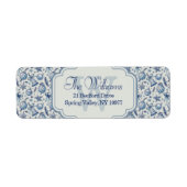 Aangepaste Monogram Blauw Toile Kerst Ornamenten Etiket (Voorkant)