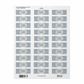 Aangepaste Monogram Blauw Toile Kerst Ornamenten Etiket (Full Sheet)