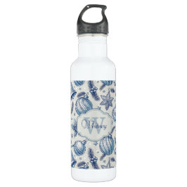 Aangepaste Monogram Blauw Toile Kerst Ornamenten Waterfles