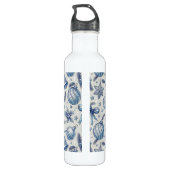 Aangepaste Monogram Blauw Toile Kerst Ornamenten Waterfles (Achterkant)