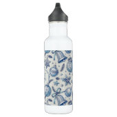 Aangepaste Monogram Blauw Toile Kerst Ornamenten Waterfles (Rechts)