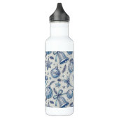 Aangepaste Monogram Blauw Toile Kerst Ornamenten Waterfles (Links)