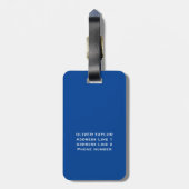 Aangepaste Monogram Blauw Wit Naam Bagagelabel (Achterkant verticaal)