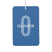 Aangepaste Monogram Blauw Wit Naam Luchtverfrisser (Voorkant)