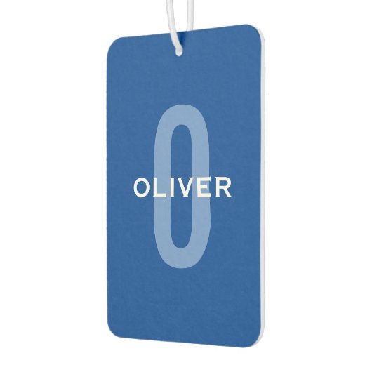 Aangepaste Monogram Blauw Wit Naam Luchtverfrisser (Links)