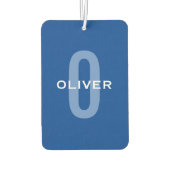 Aangepaste Monogram Blauw Wit Naam Luchtverfrisser (Achterkant)