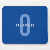 Aangepaste Monogram Blauw Wit Naam Muismat (Voorkant)