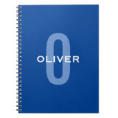 Aangepaste Monogram Blauw Wit Naam Notitieboek (Voorkant)