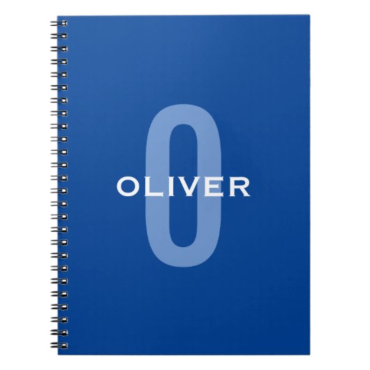 Aangepaste Monogram Blauw Wit Naam Notitieboek (Voorkant)