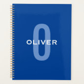 Aangepaste Monogram Blauw Wit Naam Planner (Voorkant)