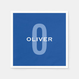 Aangepaste Monogram Blauw Wit Naam Servet