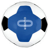 Aangepaste Monogram Blauw Wit Naam Voetbal (Gedraaid)
