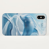 Aangepaste monogram blauwe dolfijn telefoondoosjes Case-Mate iPhone case (Achterkant (horizontaal))