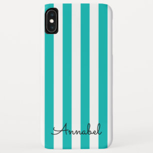 aangepaste monogram blauwe en witte strepen Case-Mate iPhone case