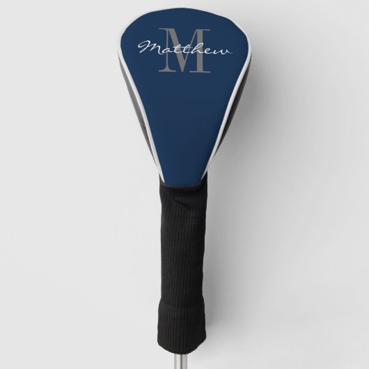 Aangepaste monogram blauwe golfkopbestuurderscover golfheadcover (Voorkant)