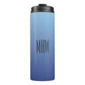 Aangepaste monogram blauwe gradiënt tumbler thermosbeker (Voorkant)