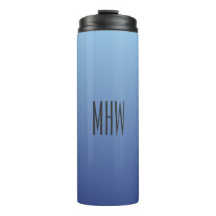 Aangepaste monogram blauwe gradiënt tumbler thermosbeker