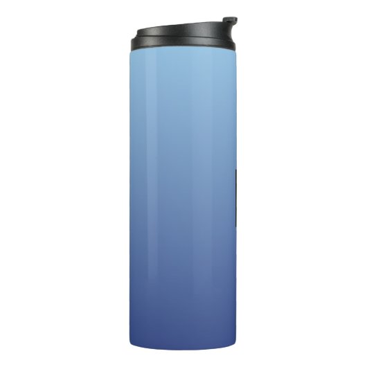 Aangepaste monogram blauwe gradiënt tumbler thermosbeker (Gedraaid links)