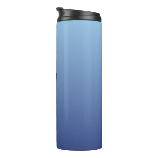 Aangepaste monogram blauwe gradiënt tumbler thermosbeker (Geroteerd rechts)