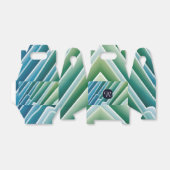 Aangepaste Monogram Blauwe Groene Abstracte Favor Bedankdoosjes (Uitgevouwen)