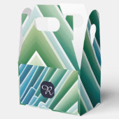 Aangepaste Monogram Blauwe Groene Abstracte Favor Bedankdoosjes (Geopend)