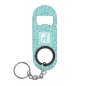 Aangepaste monogram blauwe spiegel mini flessenopener (Voorkant)