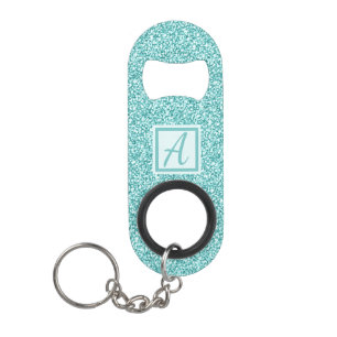 Aangepaste monogram blauwe spiegel mini flessenopener