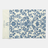 Aangepaste Monogram Blauwe Toile Keuken Handdoek (Horizontaal)