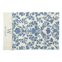 Aangepaste Monogram Blauwe Toile Keuken Handdoek