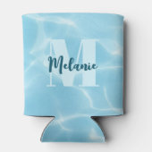 Aangepaste Monogram Blauwe Zwembool Modern Blikjeskoeler (Achterkant)