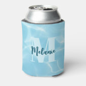 Aangepaste Monogram Blauwe Zwembool Modern Blikjeskoeler (Blikje Achterkant)