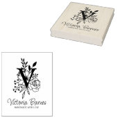 Aangepaste Monogram Bloemen Handgemaakte Business Rubberstempel (Gestempeld)