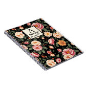 Aangepaste Monogram Bloemen Mary Delany Geïnspiree Notitieboek (Rechterzijde)
