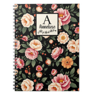 Aangepaste Monogram Bloemen Mary Delany Geïnspiree Notitieboek