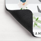 Aangepaste Monogram Bloemenkrans Grijze Achtergron Muismat (Hoek)