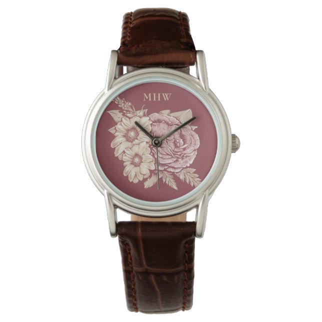 Aangepaste monogram blokillustratie horloge (Voorkant)