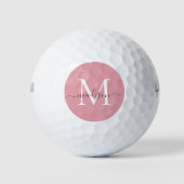 Aangepaste Monogram Blush Roze Grijs Girly Script Golfballen (Voorkant)