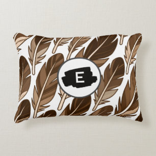 Aangepaste Monogram Boho Accent Kussen – Bruine Ve