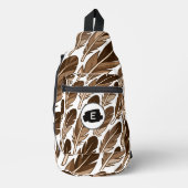 Aangepaste Monogram Boho Feather Sling Bag – Bruin (Voorkant)