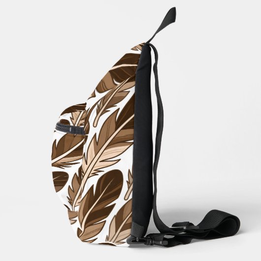 Aangepaste Monogram Boho Feather Sling Bag – Bruin (Rechts)