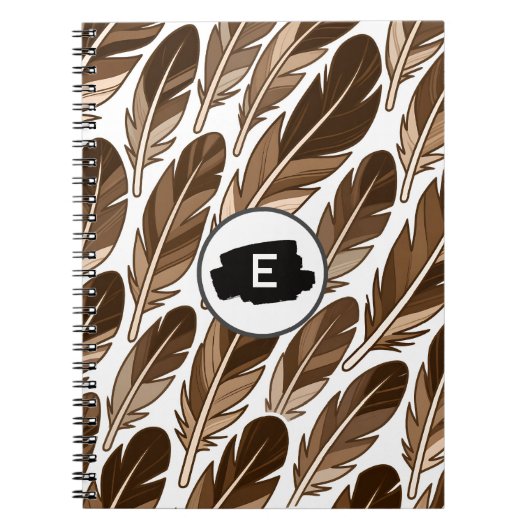 Aangepaste Monogram Boho Spiral Notitieboek Bruine (Voorkant)