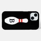 Aangepaste monogram bowling pin iPhone 15 hoesje (Achterkant (horizontaal))