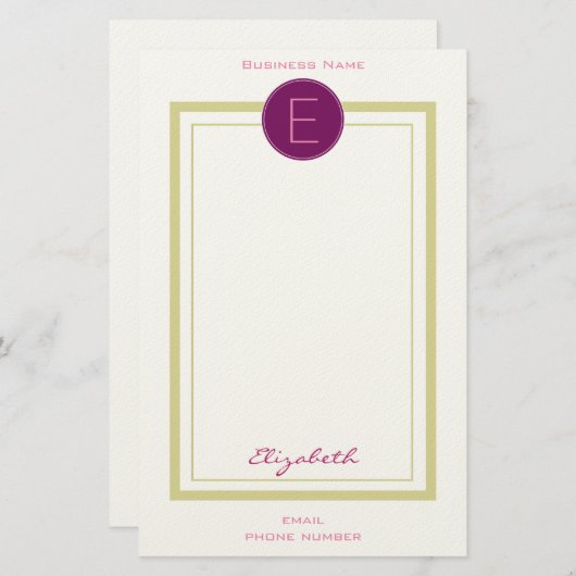 Aangepaste monogram briefpapier (Voorkant / Achterkant)