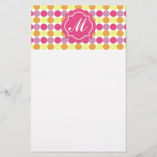 Aangepaste Monogram briefpapier Kleurrijke Stippen (Voorkant)