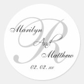 Aangepaste Monogram bruiloft gunst Sticker (Voorkant)