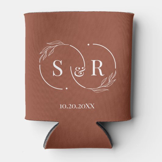 Aangepaste Monogram Bruiloft Logo Terracotta Blikjeskoeler (Voorkant)