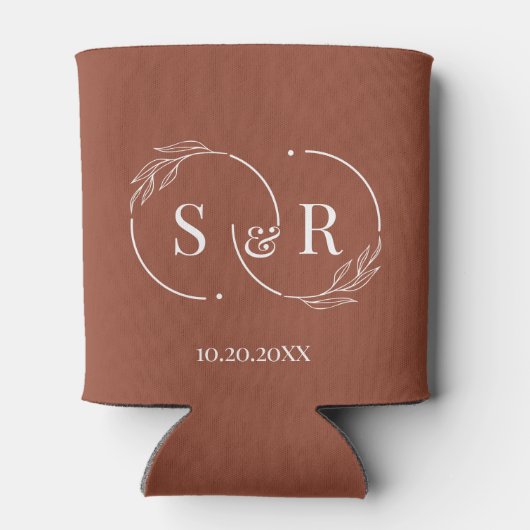 Aangepaste Monogram Bruiloft Logo Terracotta Blikjeskoeler (Achterkant)