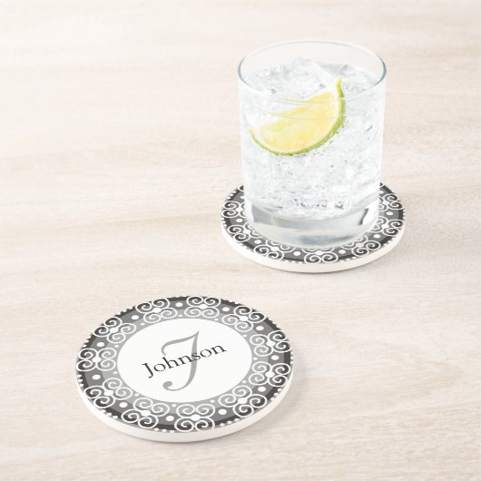 Aangepaste monogram bruiloft zandsteen onderzetter (Zijkant)