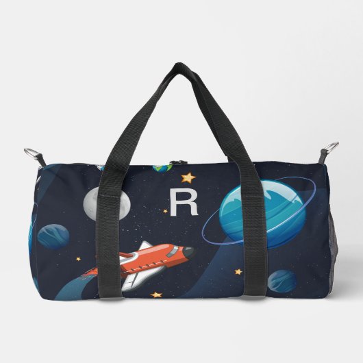 Aangepaste Monogram Buiten Space Shuttle Moon Star Plunjezak (Voorkant)